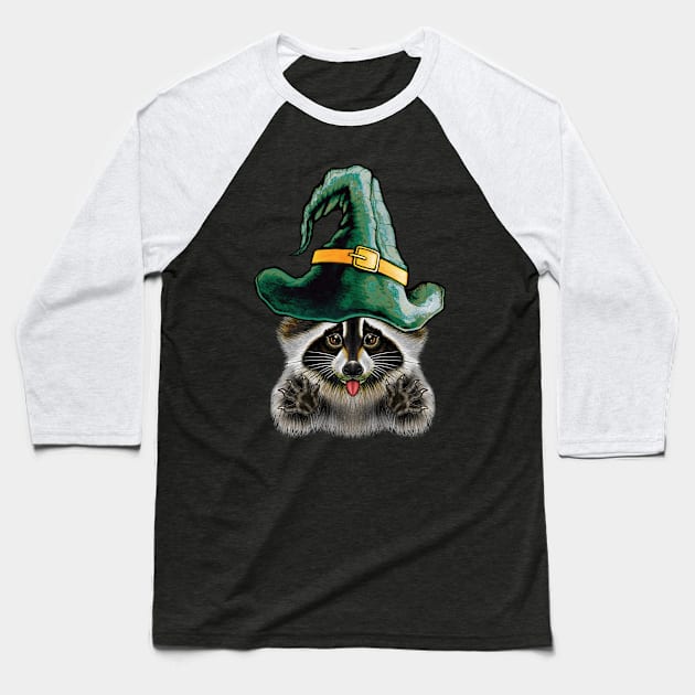 Raccoon Halloween Baseball T-Shirt by Artardishop